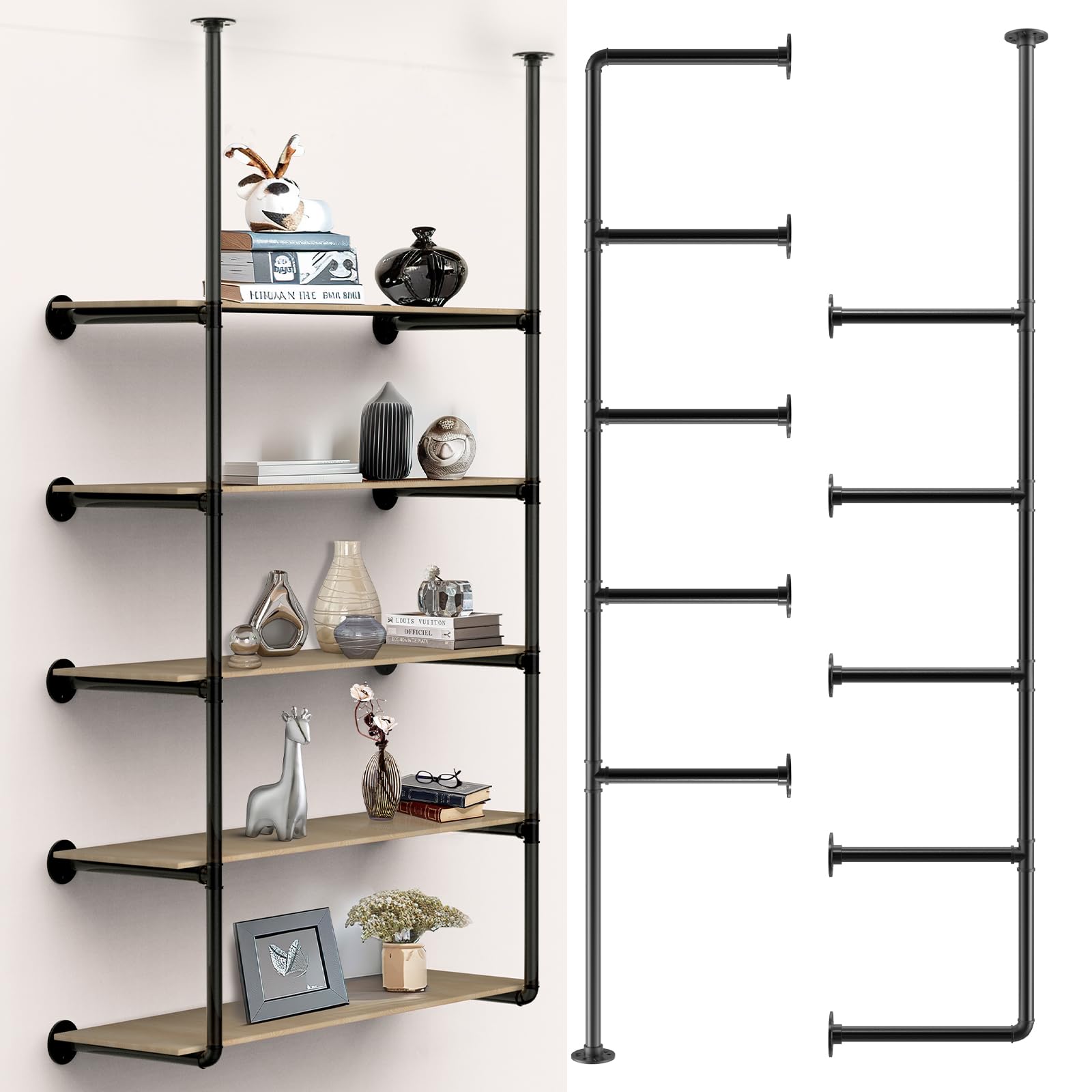Industrial Wall Mount Iron Pipe Shelf Shelves Shelving Bracket