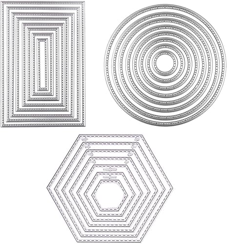 Juego de 3 troqueles de corte de metal, 24 troqueles de anidación para hacer tarjetas, álbumes de recortes, papel, manualidades (rectangular,