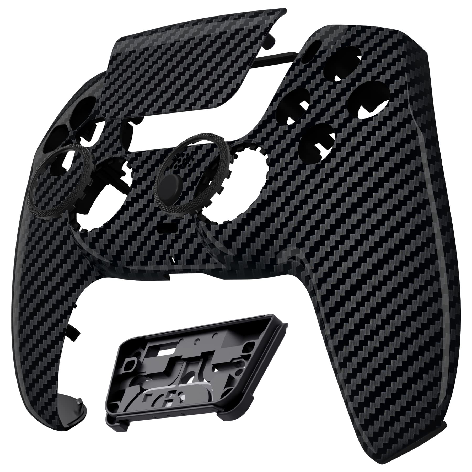 eXtremeRate Luna Redesigned Graphite Carbon Fiber Front Shell Touchpad Compatible with ps5 Controller BDM-010 020 030 040 050, Replacement Custom Touch Pad Cover Compatible with ps5 Controller - 5