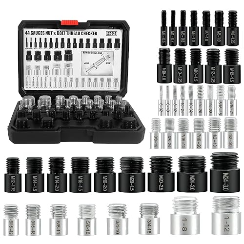 Miniatura 8 de Comprobador de roscas de tuercas y pernos, 26 calibres machohembra, 14 pulgadas y 12 métricas, comprobador de roscas estándar y métrica, tamaño de