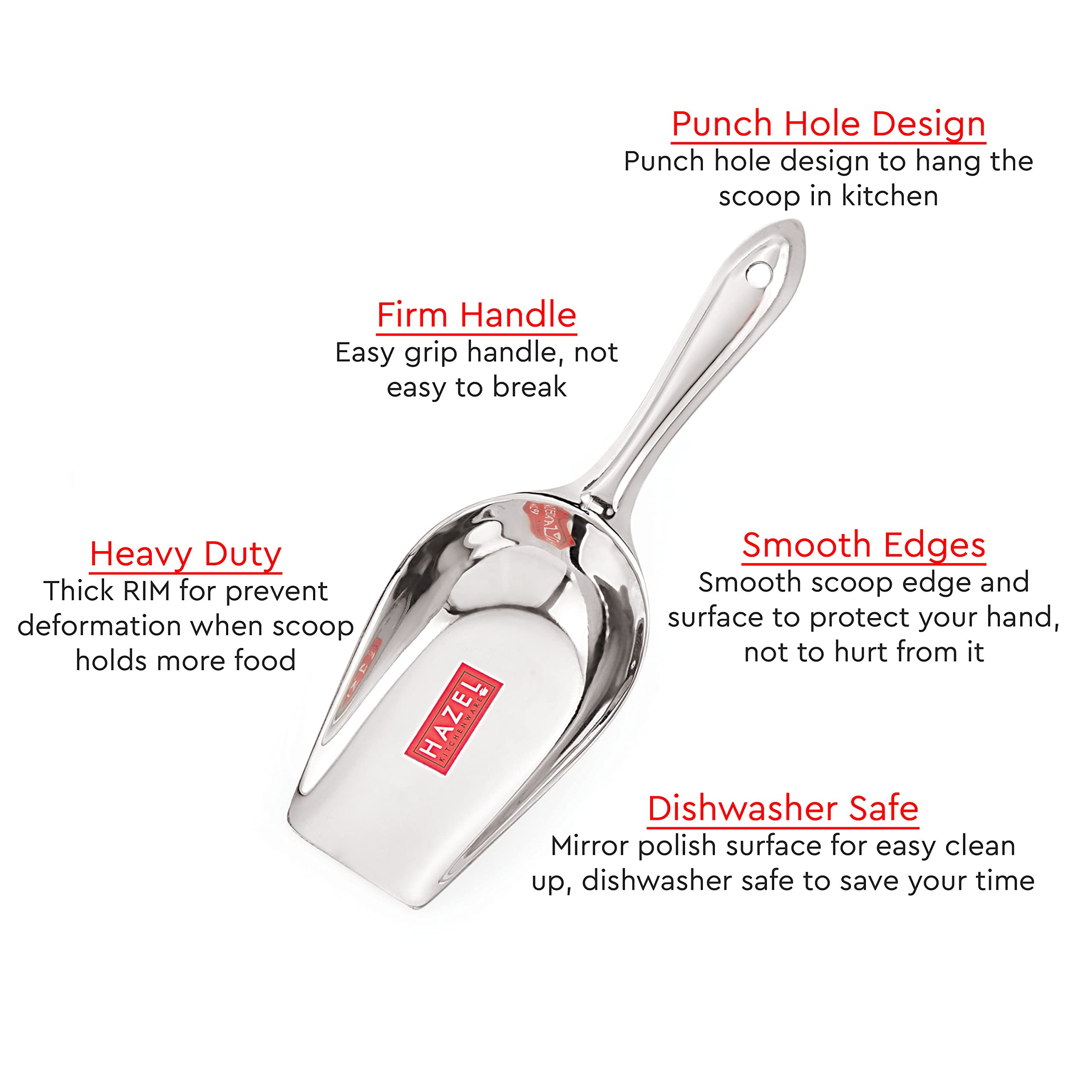 Hazel Set 3 Cucchiai Dosatori In Acciaio Inox Per Alimenti Secchi - Extra Small, Small E Medium Per Farina, Spezie, Caffè - 2
