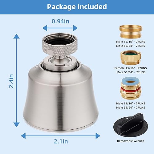 Miniatura 2 de Accesorio de rociador de grifo, 4 modelos de pulverización, gran angular, giratorio, fregadero de cocina, reemplazo de cabezal de grifo de cocina,