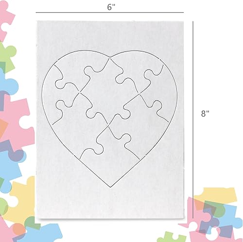 Miniatura 2 de Hygloss Rompecabezas de corazón en blanco para decorar, actividad artística, uso como recuerdo de fiesta, blanco, resistente, 6 x 8 pulgadas, 8