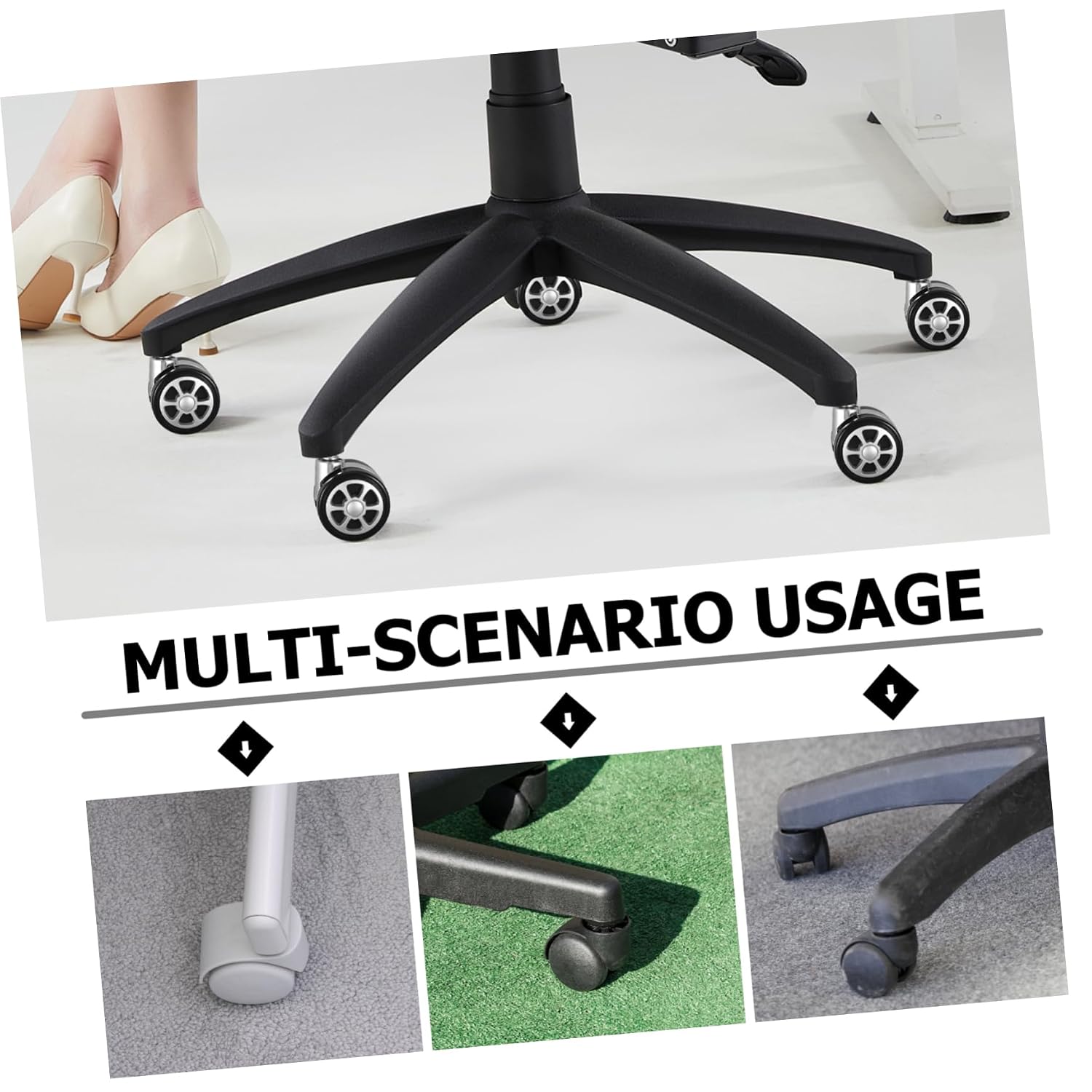 Office Chair Replacement Wheels 5 Pack Universal Caster Wheels for Desk Chair Gaming and Furniture Swivel Stem Casters with Quiet Rolling Soft Nonslip Wheels