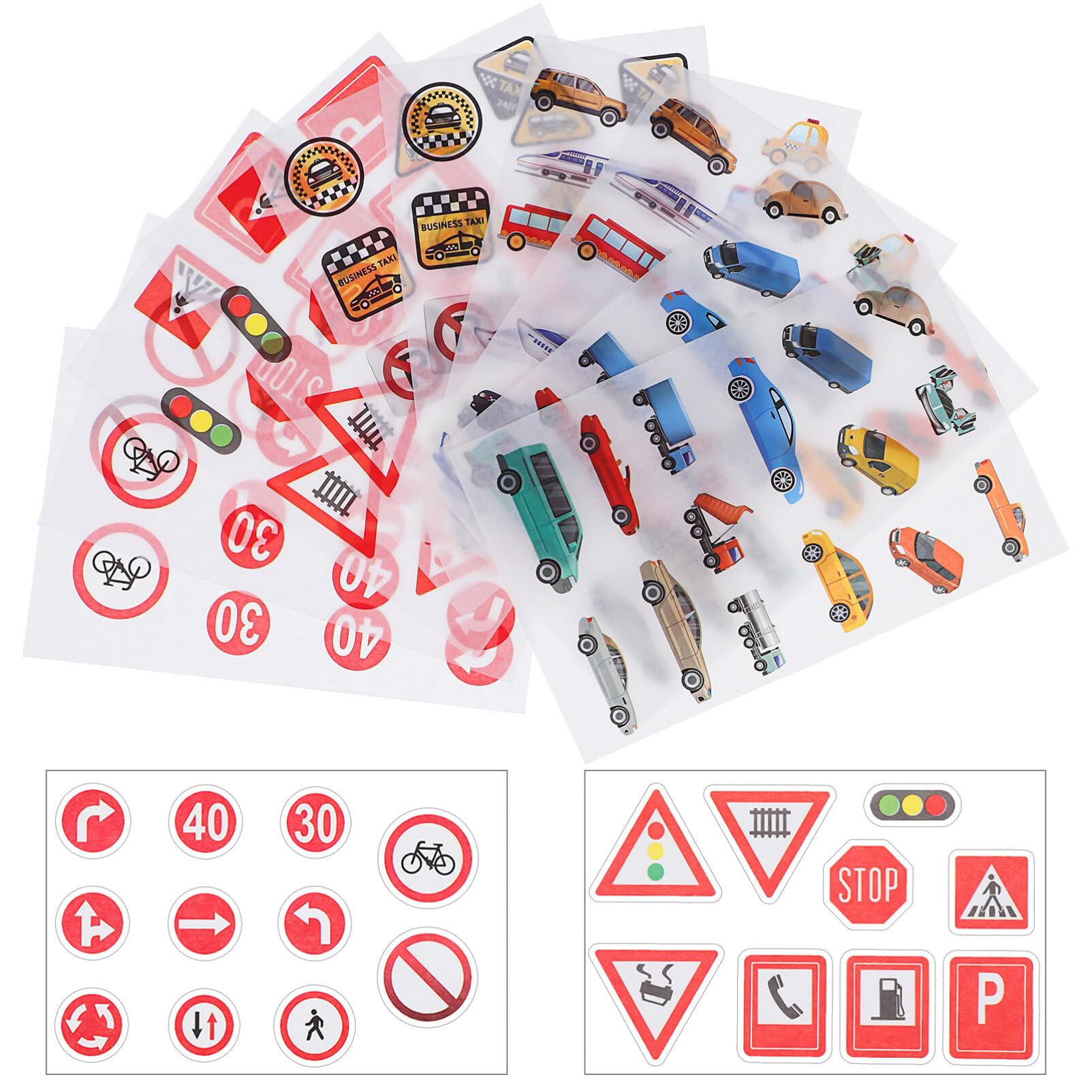 Tofficu 1set Road Sign Stickers Vehicle Decals Decorative Paper Traffic Signs for Home Wall Decor Street Sign Stickers for Room Car Room and Playroom