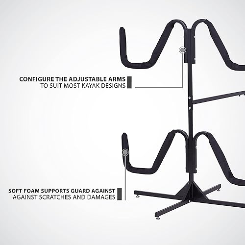 Miniatura 3 de RaxGo - Estante de almacenamiento para kayak, soporte resistente independiente para kayak, SUP, canoa y tabla de remo para interiores, exteriores,