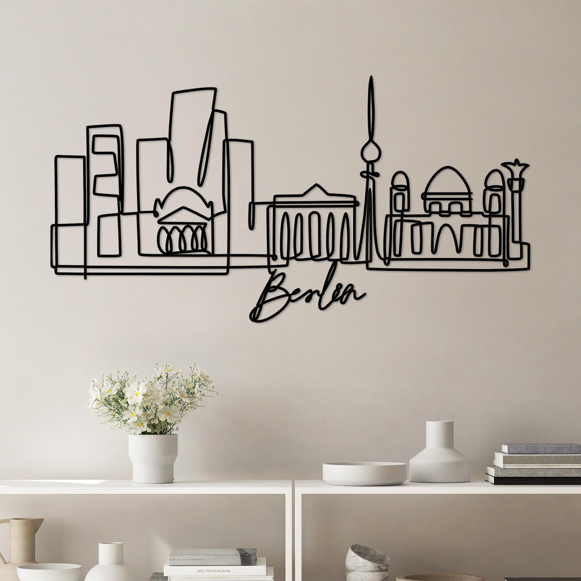 Hanah Home | Wanddeko aus Metall | Schwarze Wanddeko, 120 x 60 x 1,5 cm, 2 mm Dicke, 0,68 kg