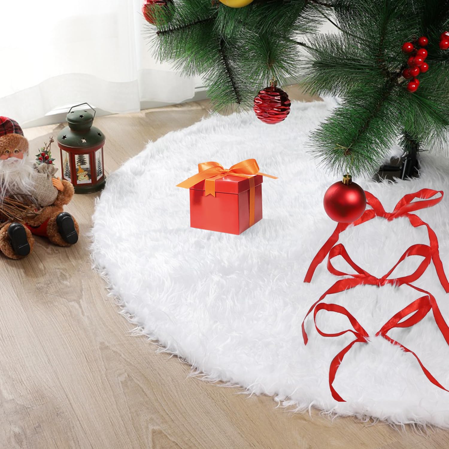 Gonna albero di Natale rotonda 150 cm copre piede albero di Natale bianco peluche base albero di Natale per la decorazione dell'albero di Natale