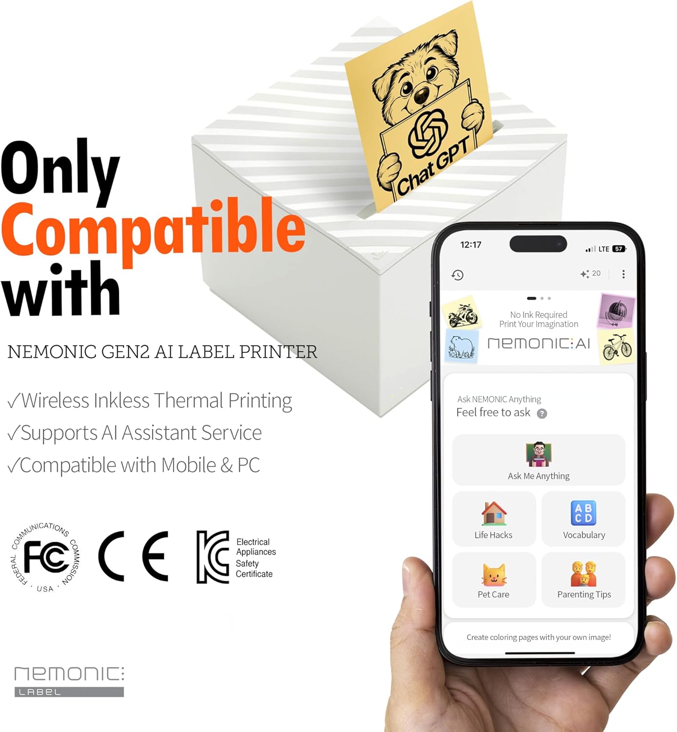 Nemonic AI Super Sticky Note Cartridge - Sticky Notes Paper for Nemonic AI - Thermal Printer Paper Sticky Notes (Blue Yellow Pink)