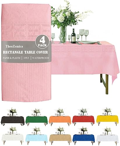 Miniatura 17 de Disposable Paper Tablecloth for Rectangle Tables 4 Pack, 54×108 Inch Waterproof Paper & Plastic Table Cloth, Yellow Table Cover for Spring Easter
