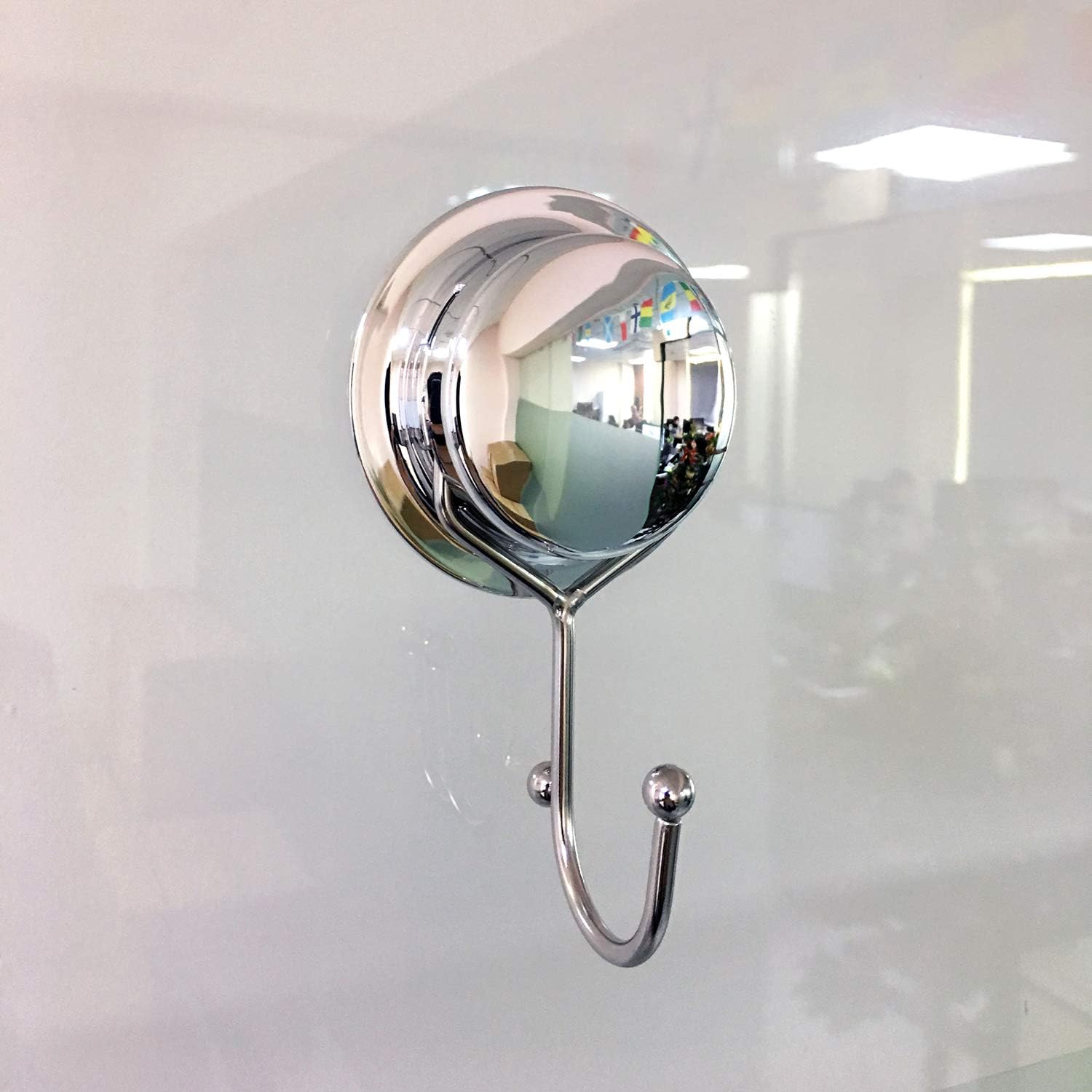 Suреr Brаndѕ Fortune Candy Stainless Steel Suction Cup Hooks, Mirror Finish, Heavy Duty, with Adhesive Mount Kit (4, Single Hook)