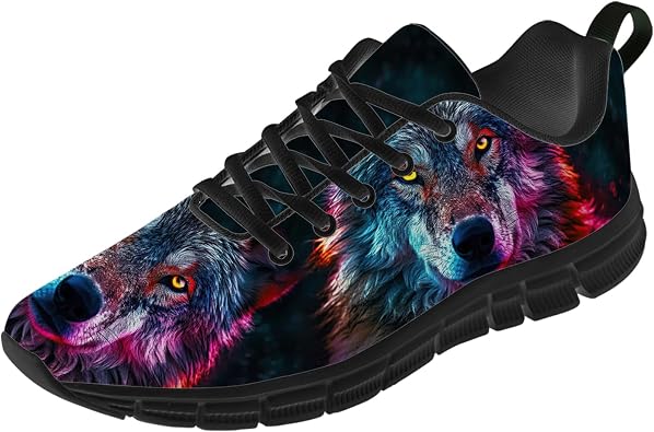 Wolf Shoes for Women Men Running Shoes Black Sneakers Tennis Shoes Gifts for Women Men