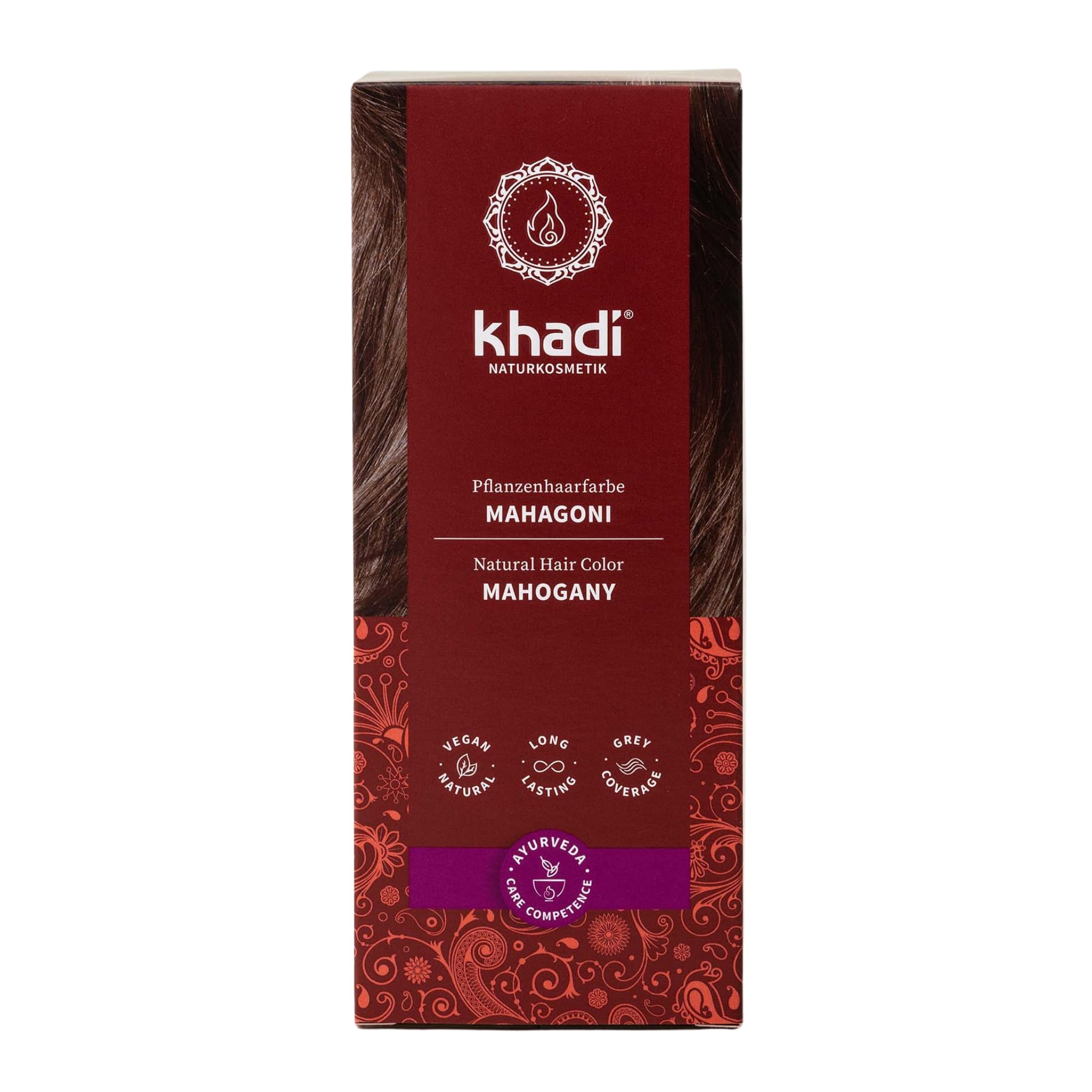 khadi Pflanzenhaarfarbe Mahagoni - Haarfarbe für samtenes Rotbraun