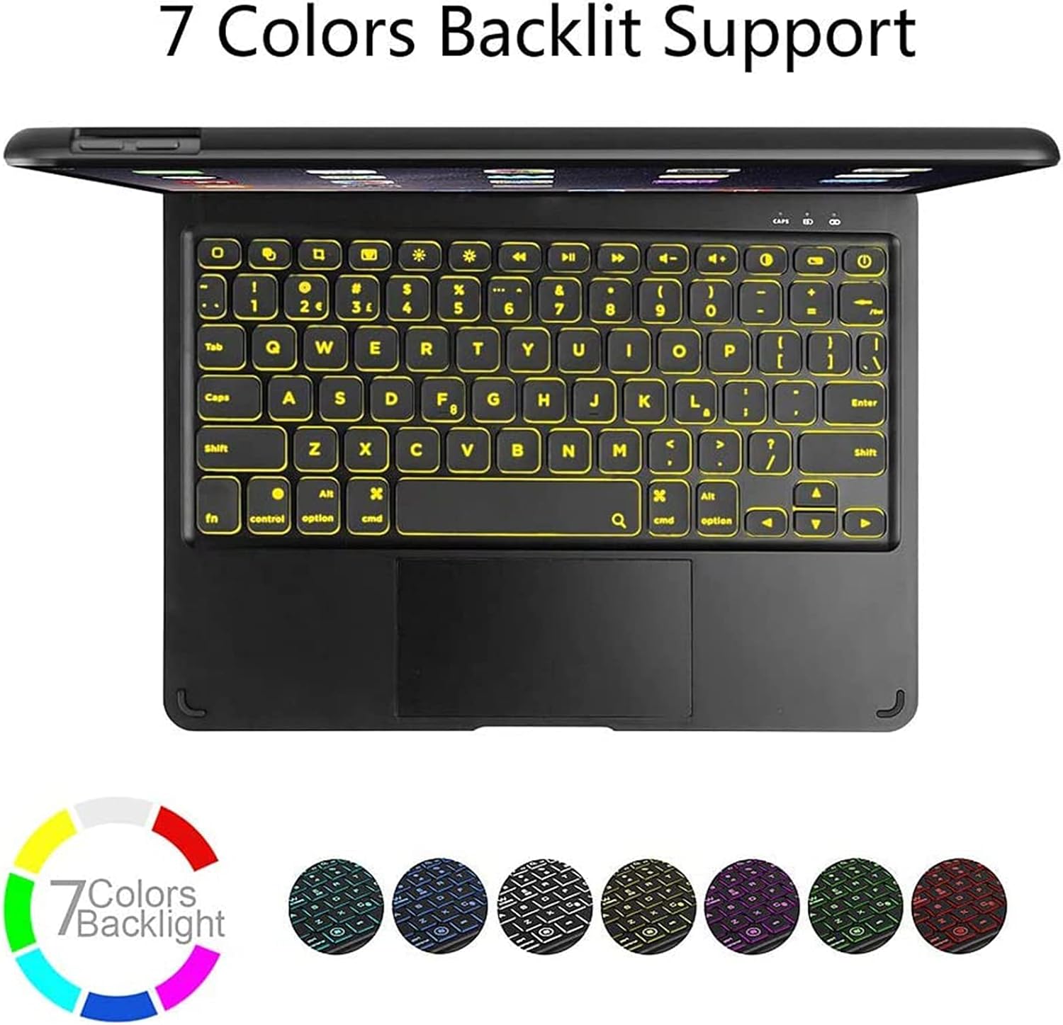 Lоwеѕt Prісе iPad 10.2 Keyboard Case with TouchPad, iPad 9th/8th/7th Gen, iPad Pro 10.5”, iPad Air3,7-Color Backlit, 360 Rotatable, Wireless Bluetooth Keyboard Protective Folio Cover, Auto Sleep/Wake (Black)