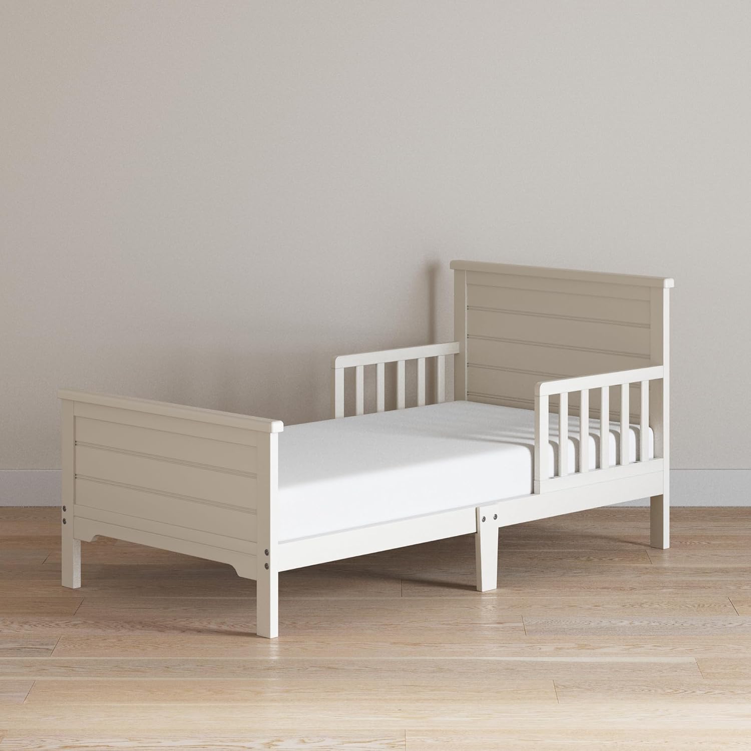 Child Craft Woodland Flat Top Toddler Bed for Kids with Guard Rails, Low to Ground Design, Made of Pinewood, Featuring Clean Lines to Match Any Décor (Brushed Cotton)