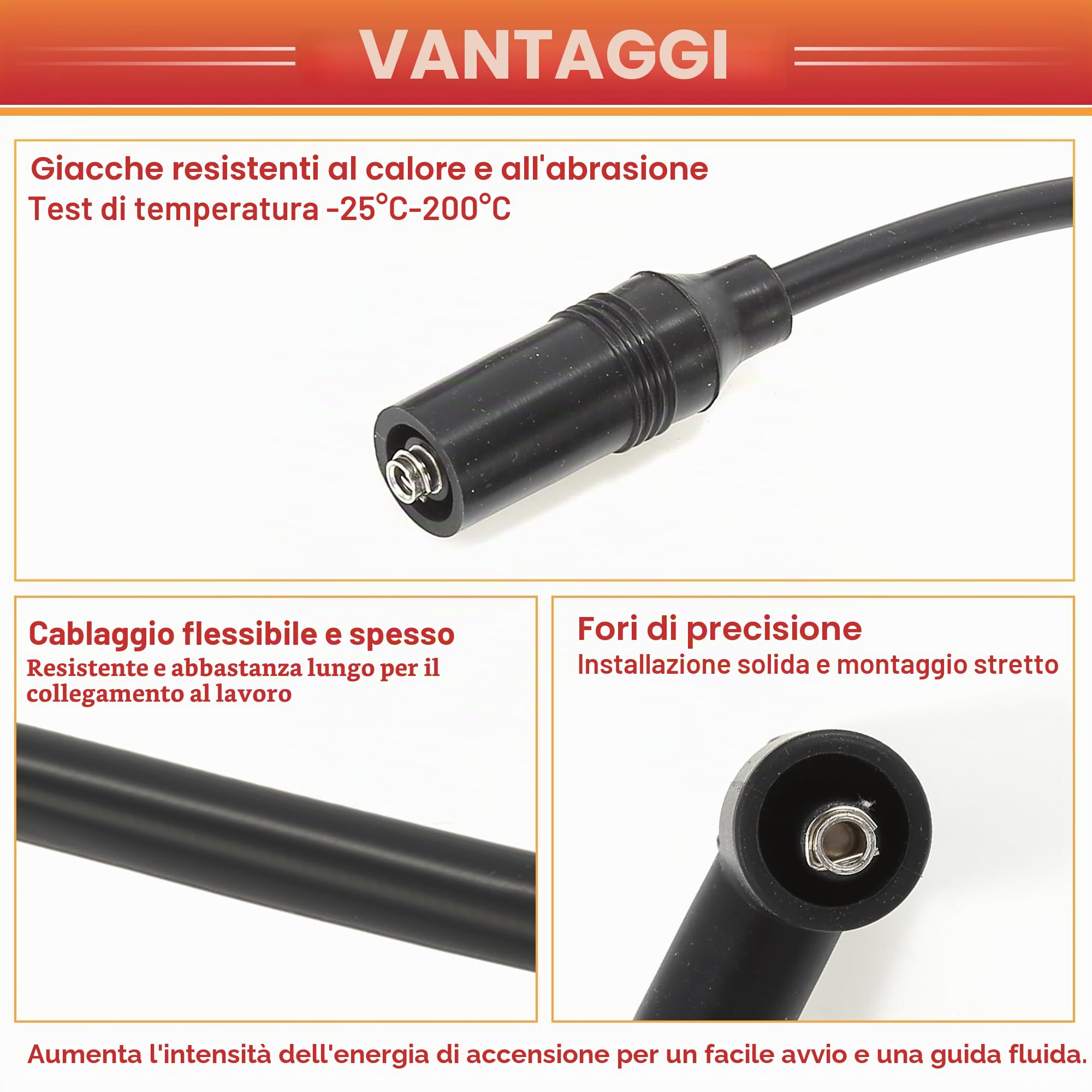 QUARKZMAN Bobina Candele Cavo Di Accensione Per VW Golf Confezione Da 5 | Colore: Nero, Materiale: Silicone, Nichel, Acciaio Inossidabile, OE: N10050205, Compatibile: Per VW Golf II, Per VW Lupo