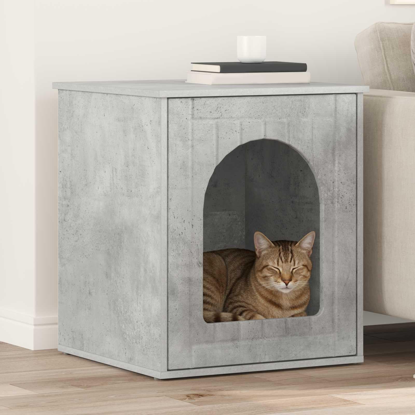 Maison pour chat de haute qualité aspect béton et bois