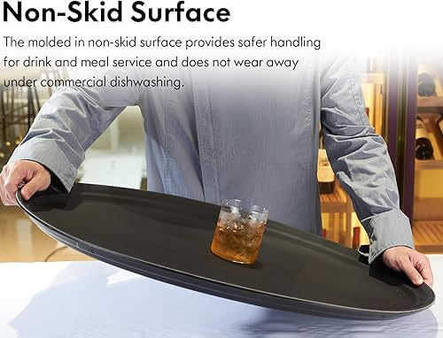 Miniatura 2 de CURTA Paquete de 2 bandejas antideslizantes de grado restaurante, NSF, ovalada de 19 x 23 pulgadas, bandeja de servir de plástico con forro de goma,