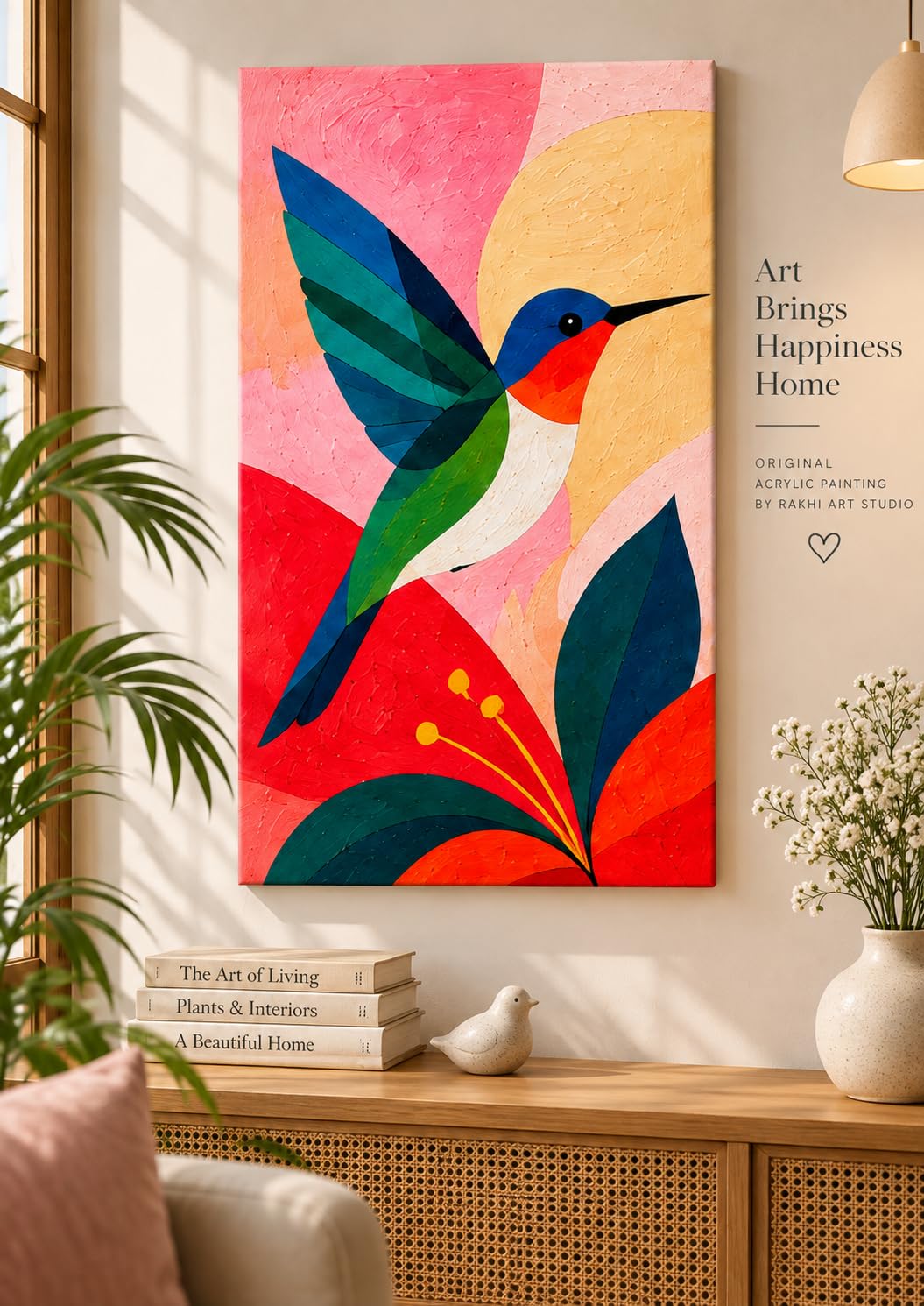 Hummingbird Original Acrylic Painting on Canvas | Hand-Painted, Gallery Wrapped Canvas-picture-14