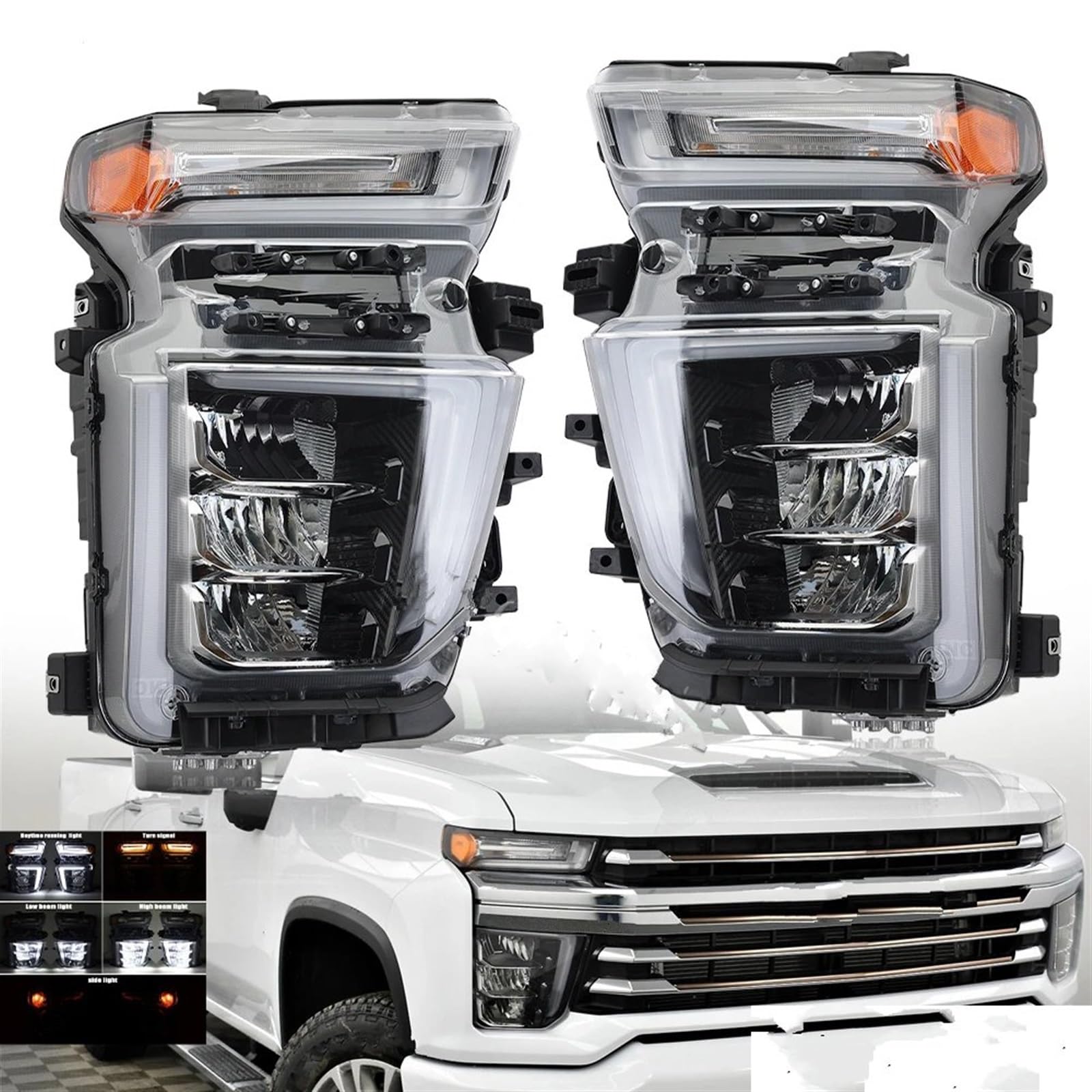 Indicatori di direzione Fari A LED Per Chevrolet Per Silverado 2500 2020 2021 2022 2023 Fari Alogeni Con Indicatori Di Direzione DRL Luce Diurna Accessori Per Auto Indicatore di Direzione Retrovisore(