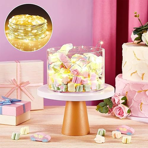 Miniatura 3 de Soporte de acrílico transparente para tartas de bodas 3 piezas redondas de cumpleaños rellenables soportes para tartas para fiesta con luces LED -