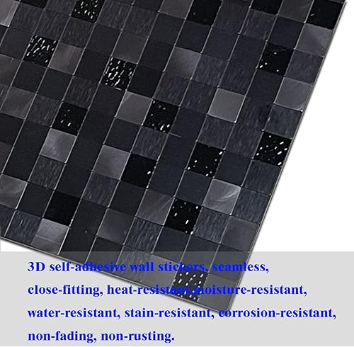 Miniatura 4 de YMMXGE Panel de 5 hojas autoadhesivas 3D para cocina, mosaico de aluminio metálico autoadhesivo para pared, 11.81 x 11.81 x 0.15 pulgadas, 4.8 pies