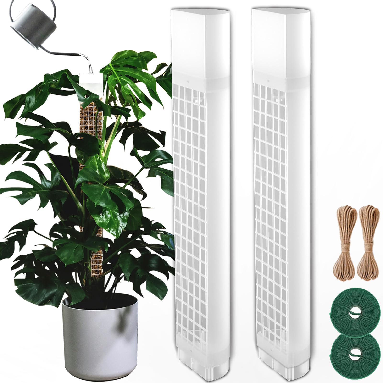 BDHHFAM Self-Watering Moss Stick D Shape, 4 x 44 cm Sturdy Plastic Plant Holder for Indoor Plants
