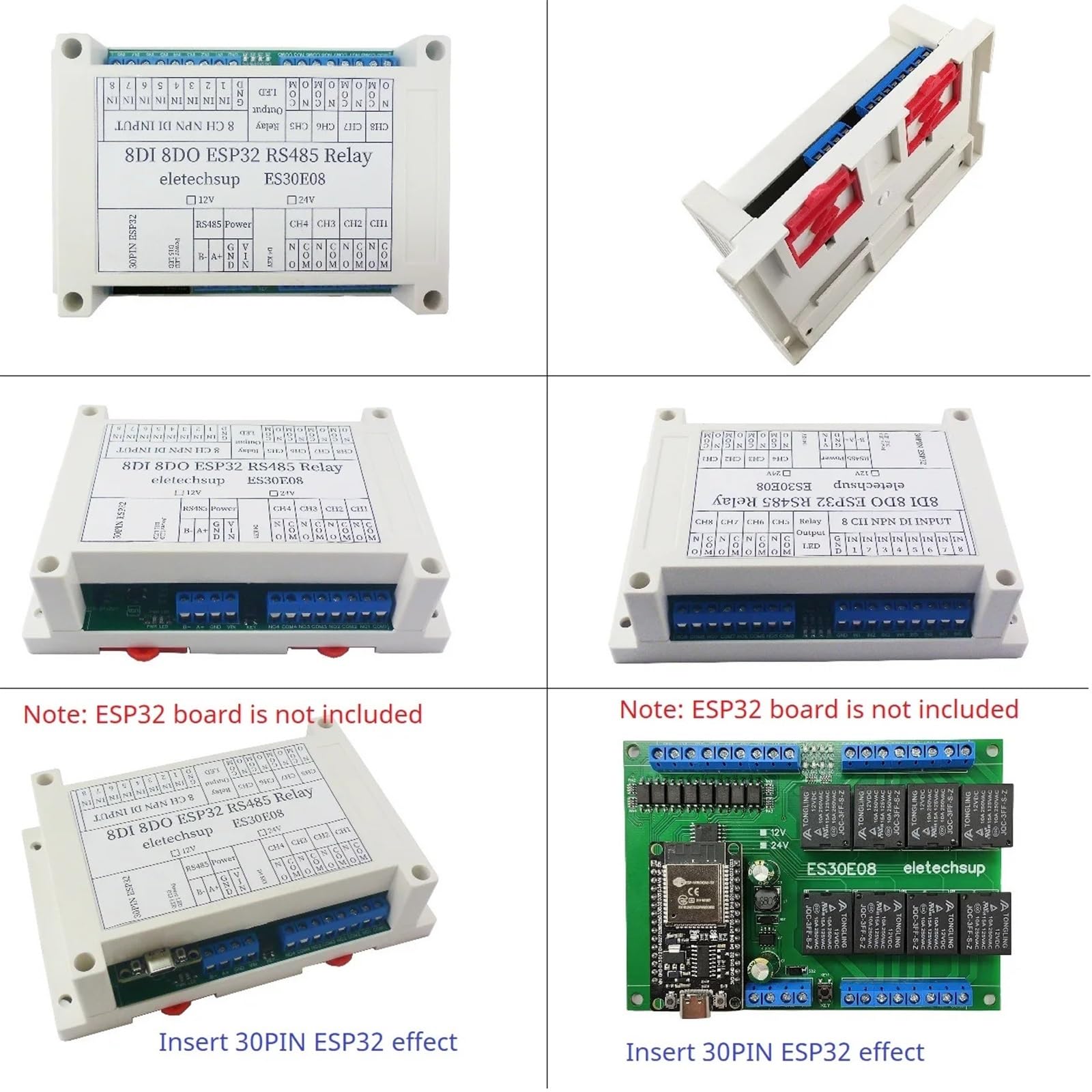 1 szt. ESP32 RS485 programowalny moduł przekaźnikowy Wi-Fi 2.4G Wireless Control Karta rozszerzeń do DIY Mqtt HTTP TCP IP IOT(DC 24V)
