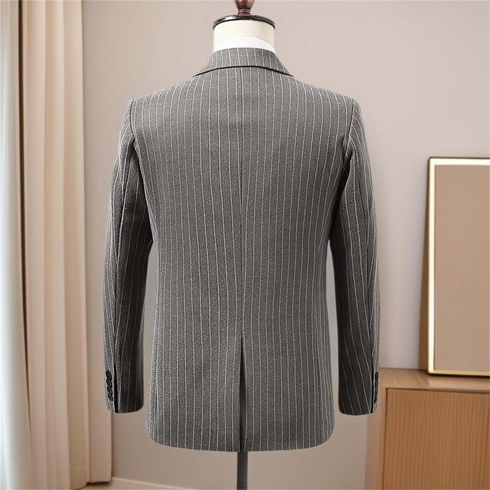 Completo da Uomo Elegante Slim Fit gessato da 2 Pezzi, Monopetto, Blazer e Pantaloni Cerimonia