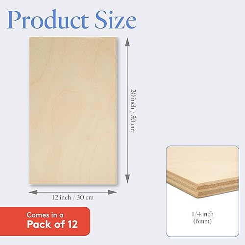 Miniatura 2 de Madera contrachapada de abedul báltico de 0.236 in de 14 x 12 x 20 pulgadas, caja de 12 madera artesanal de grado BBB, más fuerte que las hojas de