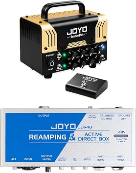 JOYO Tweedy Mini Amplifier Tube Head 20 Watt Preamp 2 Channel Hybrid and JDI-48 Active Direct Box Passive Reamping & Phantom Powered