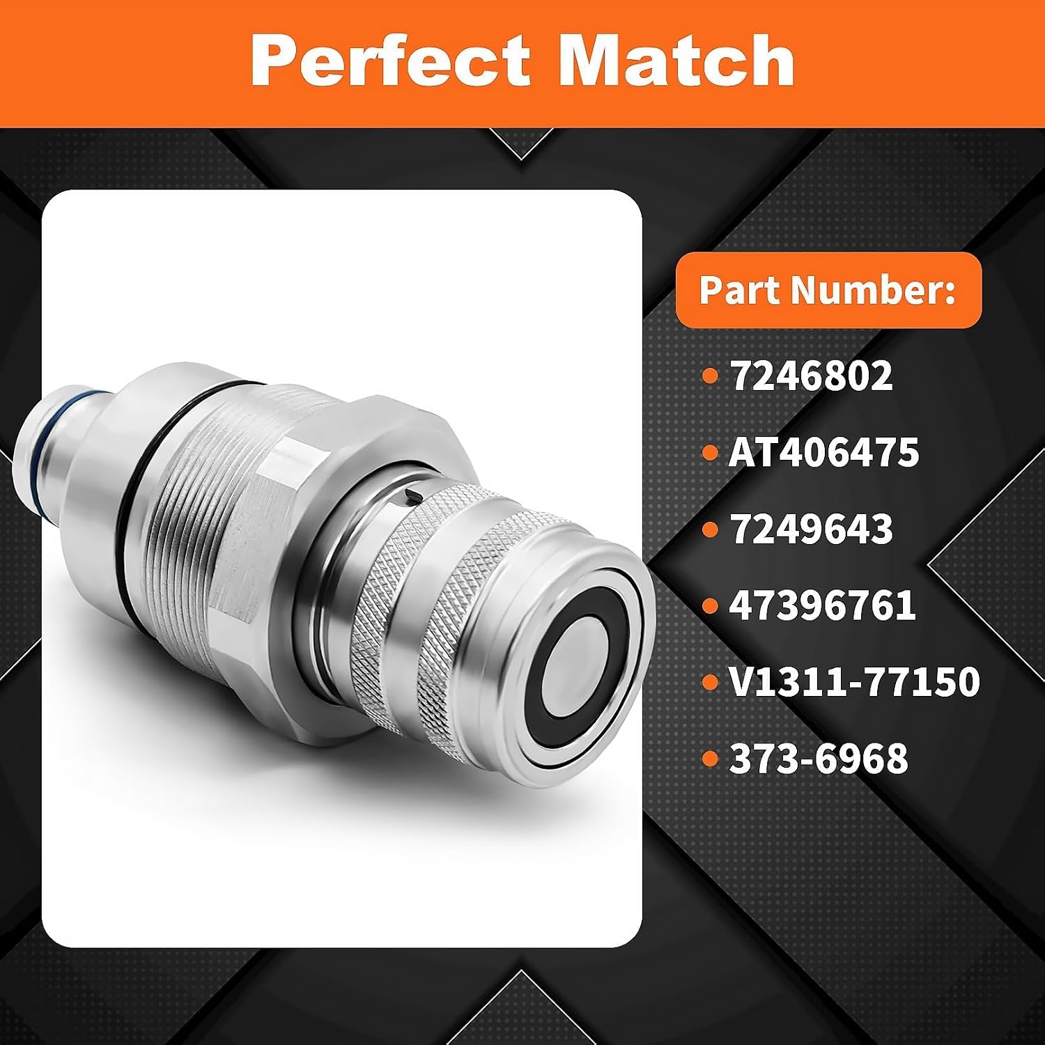 7246802 7246799 Hydraulic Female Male Flat Face Quick Coupler Compatible with 318E 319E 320E 323E 753 763 773 863 (Female)