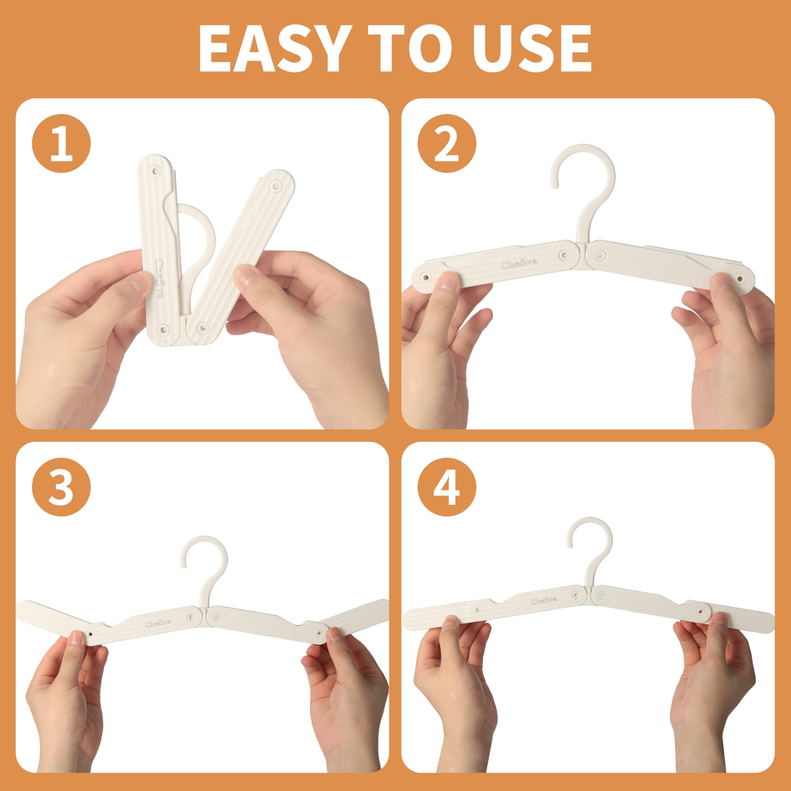 4 perchas plegables de viaje de plástico ABS blanco, perchas de ropa que ahorran espacio para cruceros, dormitorios y viajes por carretera
