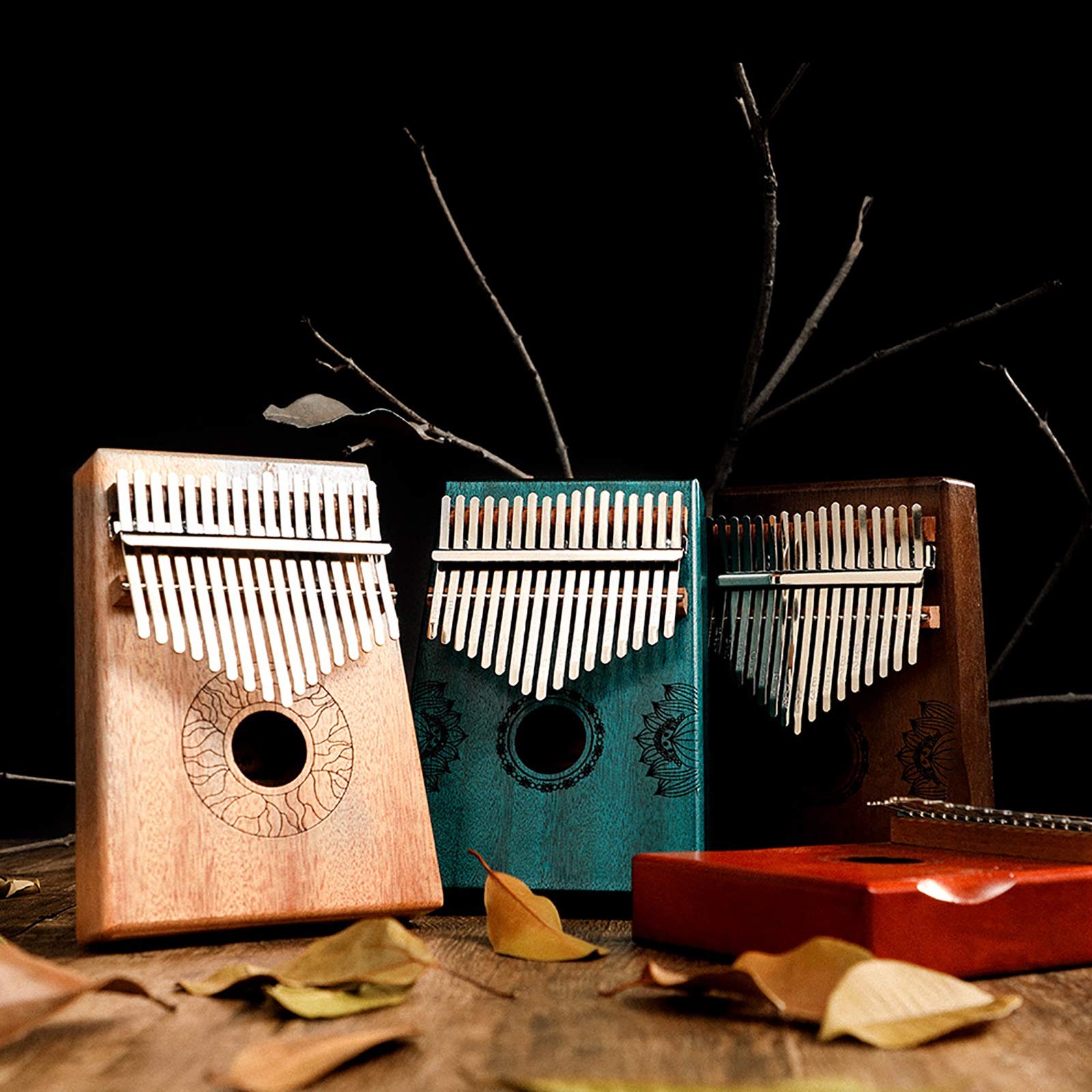 Kalimba Thumb Piano 17 Claves, Mbira Sanza portátil con Martillo de Ajuste y folleto de Estudio, Regalo para niños Adolescentes Adultos Principiantes Profesionales (Color : B1)