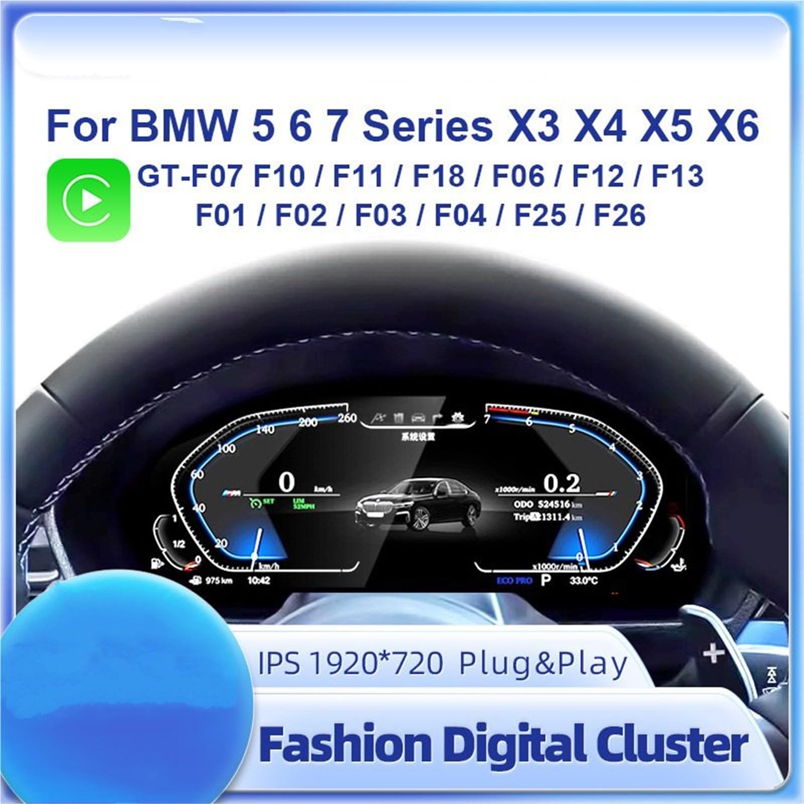 Cyfrowy miernik Do Bmw 5 6 7 Serii F01 F02 F03 Wyświetlacz Head Up | Deska Rozdzielcza Instrumentu Cyfrowego