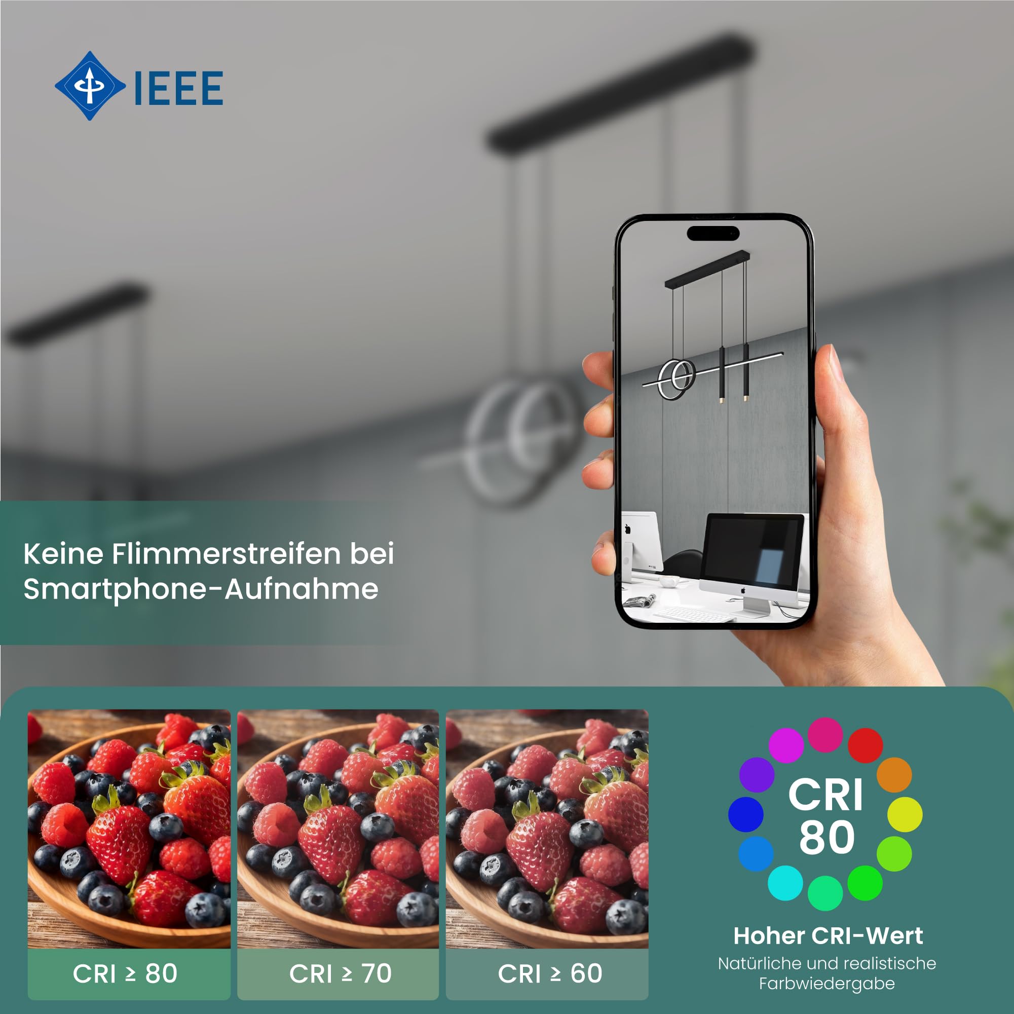 Mai & Mai LED Pendelleuchte mit Fernbedienung & App dimmbare Hängelampe 30W | Modernes lineares Design Pendellampe 3000-6000K CCT höhenverstellbar für Esszimmer Wohnzimmer Büro, schwarz Alivetta2256
