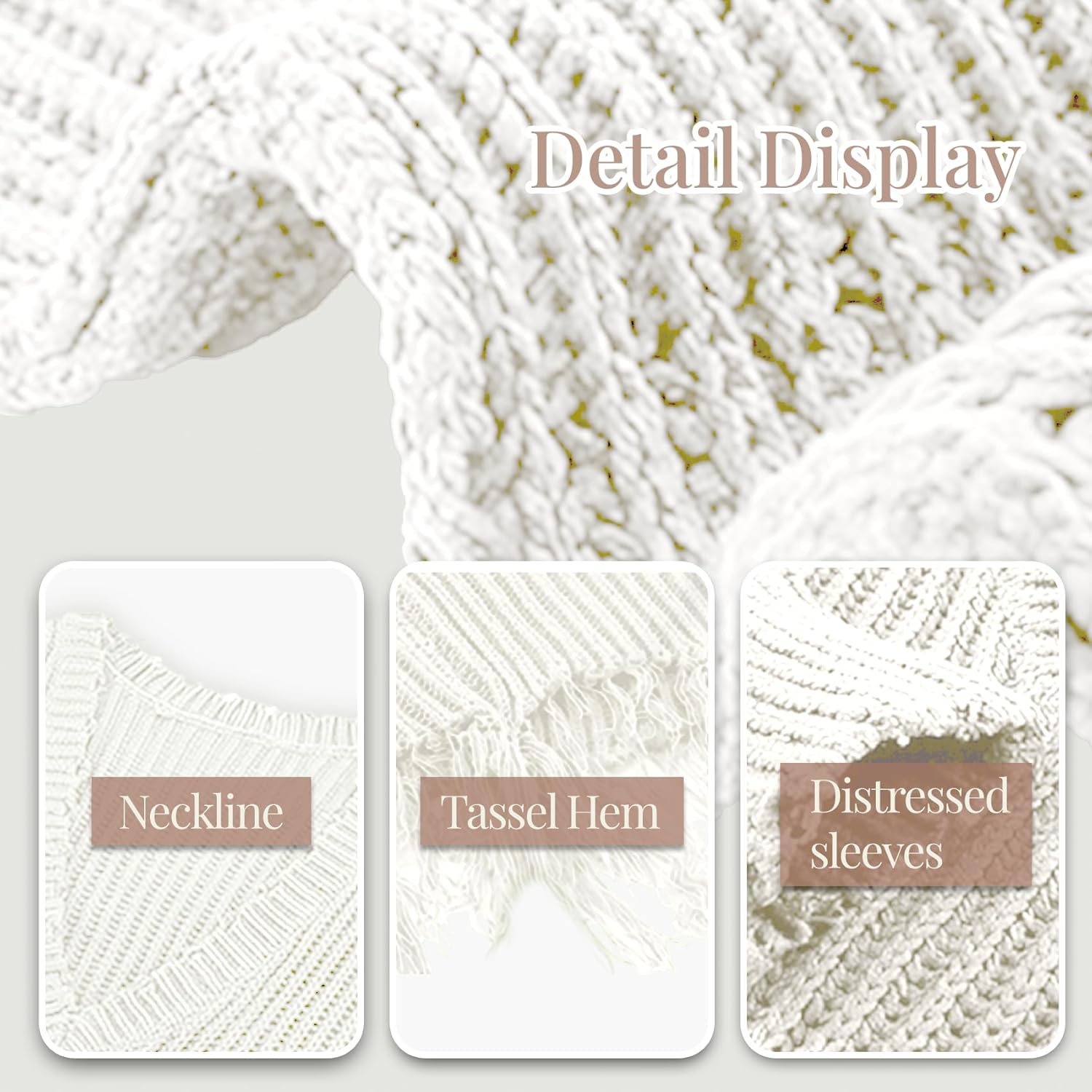 Women's Off Shoulder Sweater V Neck Pullover Distressed Hem Solid Knit Sweater Long Sleeve Crop Tops - Image 5