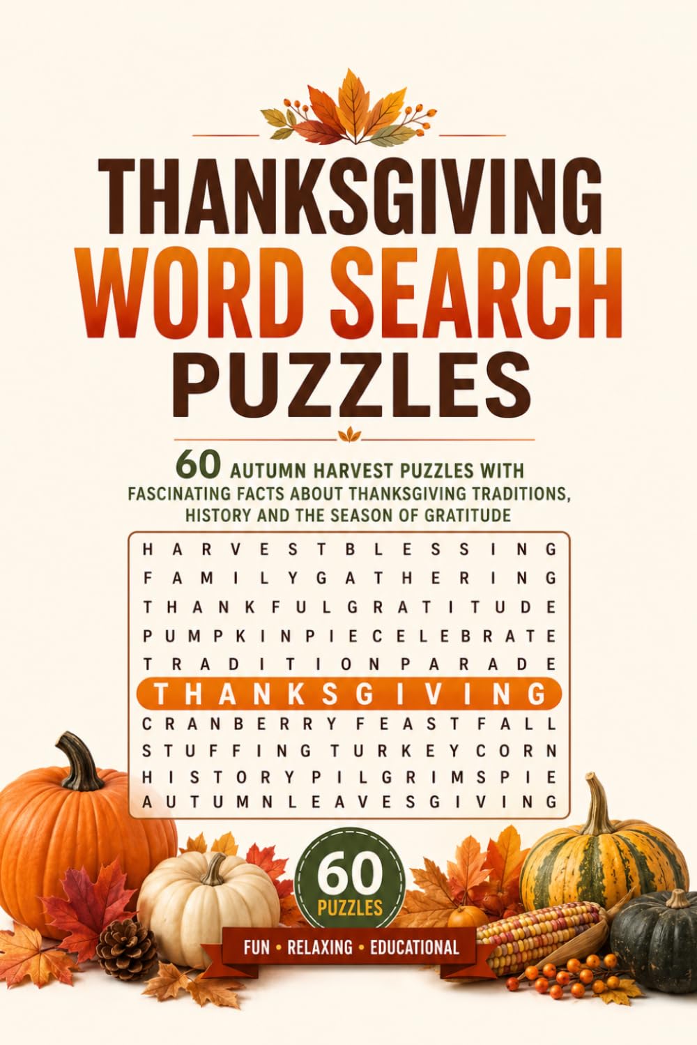 Thanksgiving Word Search Puzzles: 60 Autumn Harvest Puzzles with Fascinating Facts About Thanksgiving Traditions, History and the Season of Gratitude