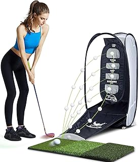 Golf Practice Hitting Net Indoor Backyard Home Chipping 2 Target and Ball Swing Training Aids Golfing Accuracy with A Tri-Turf Mat and Carry Bag Great Gifts