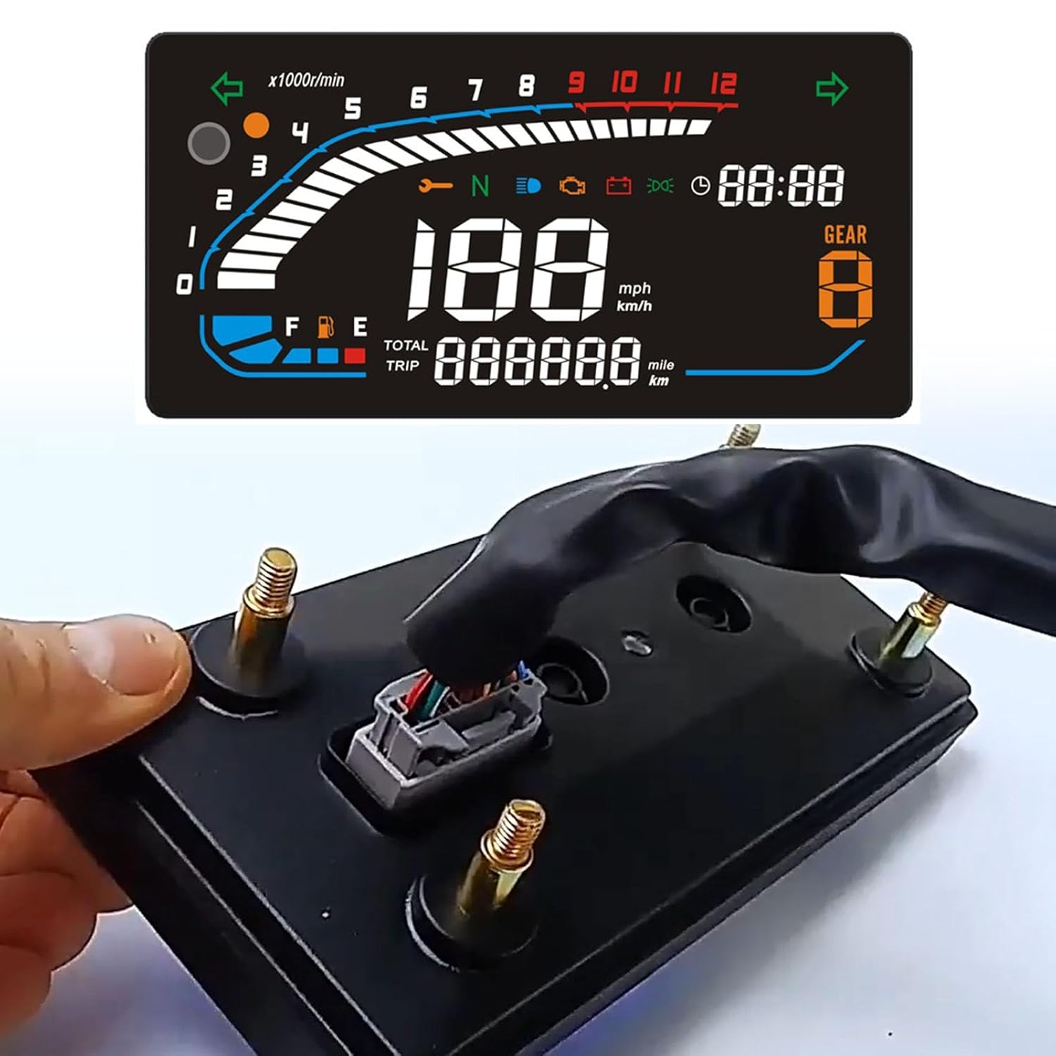 Multifunctional Clear Large Display Motorcycle Dashboard with Speedometer Gauge Accurate Readings for CM125 CM150 CM250 LED Backlight Motorcycle Gauge