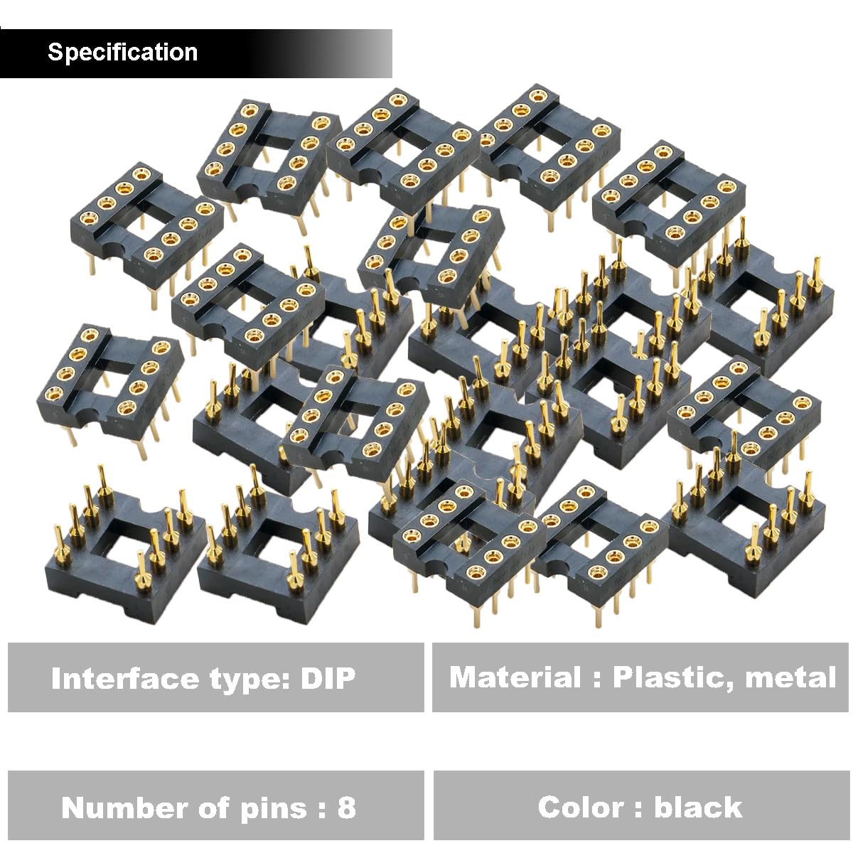 Round DIP-8 IC Sockets 2.54 mm Pitch 8 Pin IC Socket Adaptor Solder Type Gold Plated Not Easy to Break with tin Wire Pen for Electronics Experiment DIY,Pack of 30