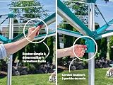 Leifheit Linomatic 500 Deluxe rotary clothes horse, rotary clothesline with automatic line retraction, washing line with 50 m line length, up to 5 washing machine loads, including ground sleeve - 6