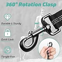 Vista 3 de rabbitgoo Correa táctica elástica para perro con absorción de golpes, correa de entrenamiento militar con 2 asas de control acolchadas para perros