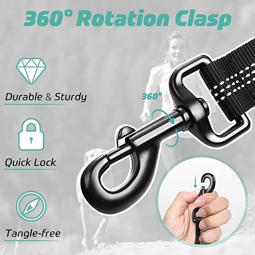 Miniatura 3 de rabbitgoo Correa táctica para perro, correa elástica de entrenamiento para perros con absorción de golpes, correa militar naranja para perros con 2