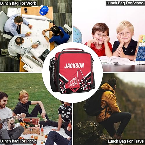 Miniatura 6 de Lonchera reutilizable con nombre personalizado para niños, niñas y adolescentes, coloridas, animadoras, personalizada, aislada, hielera térmica,