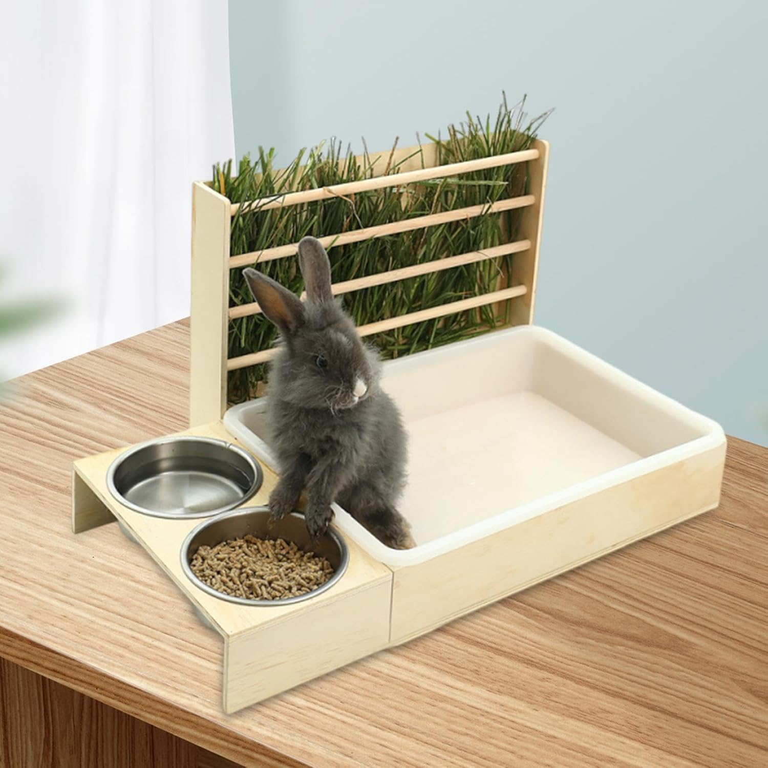 3 in 1 Rabbit Hay Feeder Food Feeding Prevents Waste Multipurpose Bunny Hay Holder Pet Supplies for Small Animals Hamster, Style A