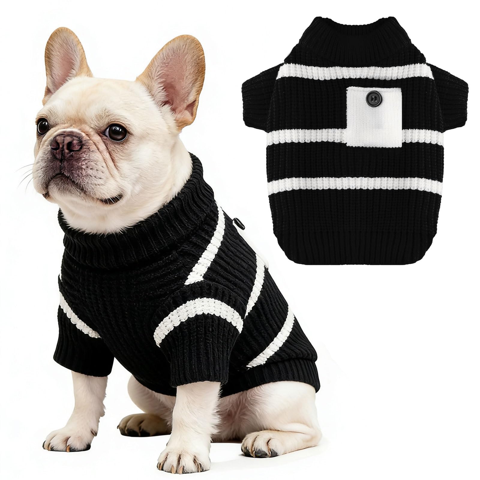Dog Sweaters for Small Dogs with Cute Pocket Striped Puppy Clothes — image 1