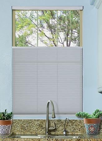 BlindsAvenue Cordless Top Down Bottom Up Cellular Honeycomb Shade, 9/16" Single Cell, Light Filtering, Gray Sheen, Size: 54.5" W x 72" H
