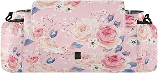 Flradish Flowers in Bloom Baby Stroller Organizer with 2 Cup Holders Universal Adjustable Shoulder Strap Detachable Stroller Caddy Accessories Bag for Bottle,Diaper,Phone, Keys,Toys