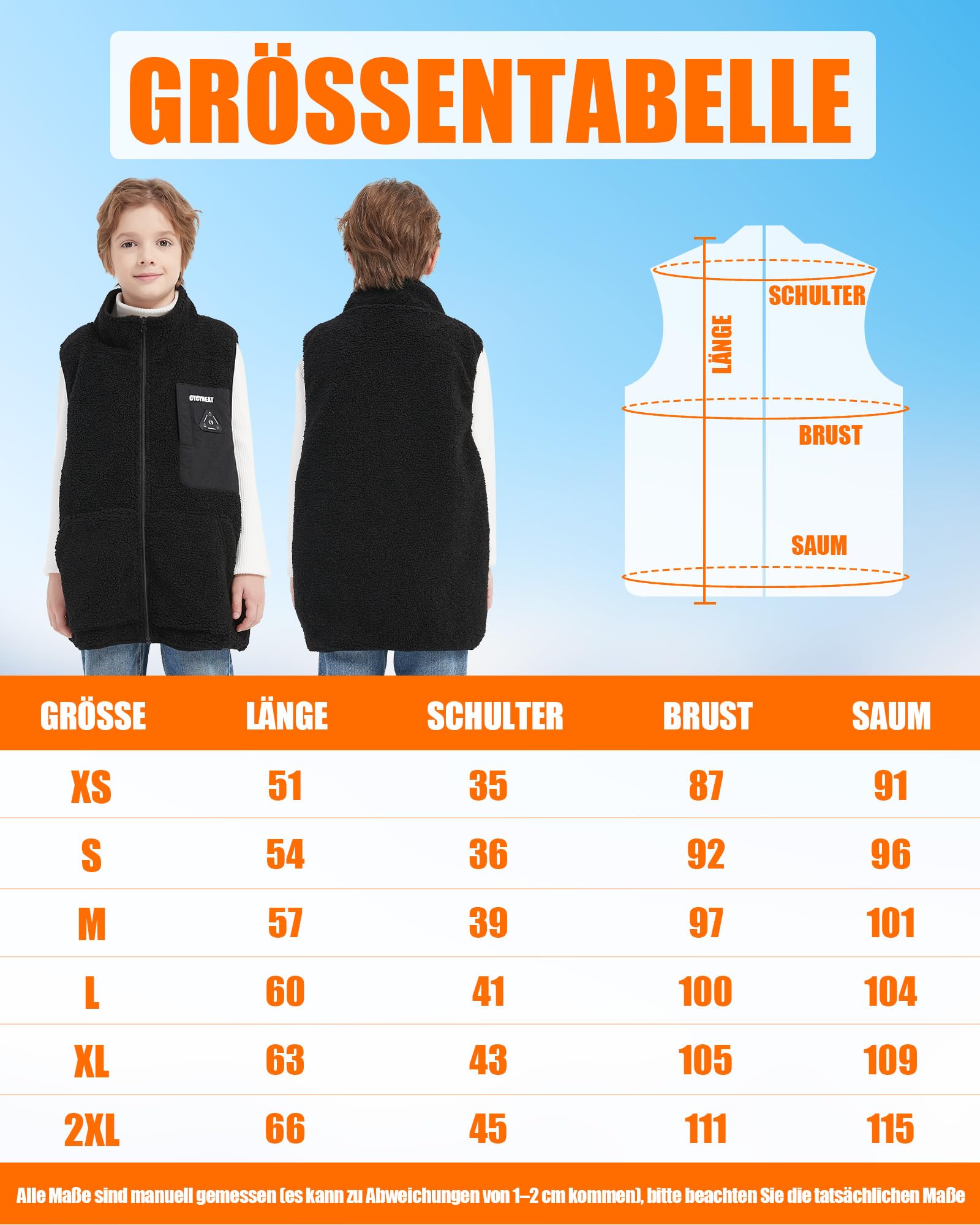 CYCYHEAT Gilet chauffant pour enfant avec batterie externe